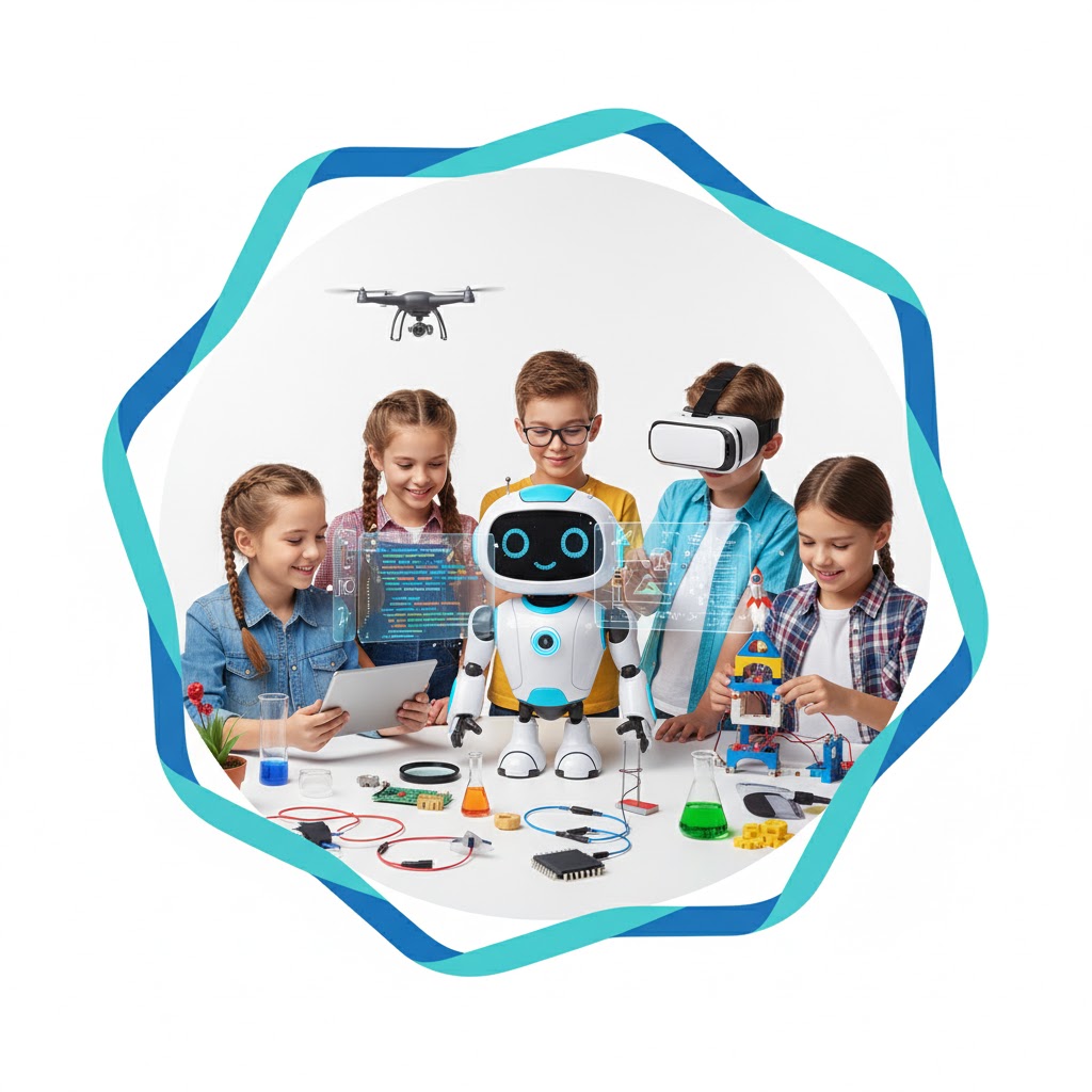 Kids building robots